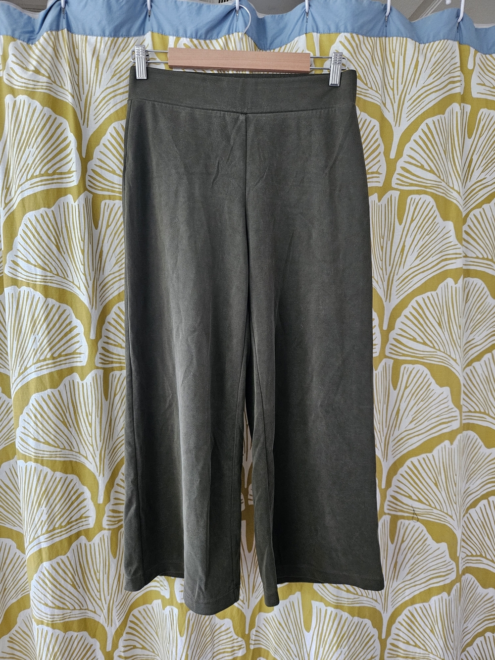LOFT Olive Green Cropped Wide Trousers